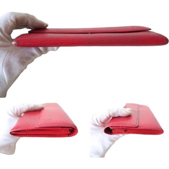 409099F V Louis Vuitton Wallet Long Sarah Bifold Red Epi - Picture 7 of 11